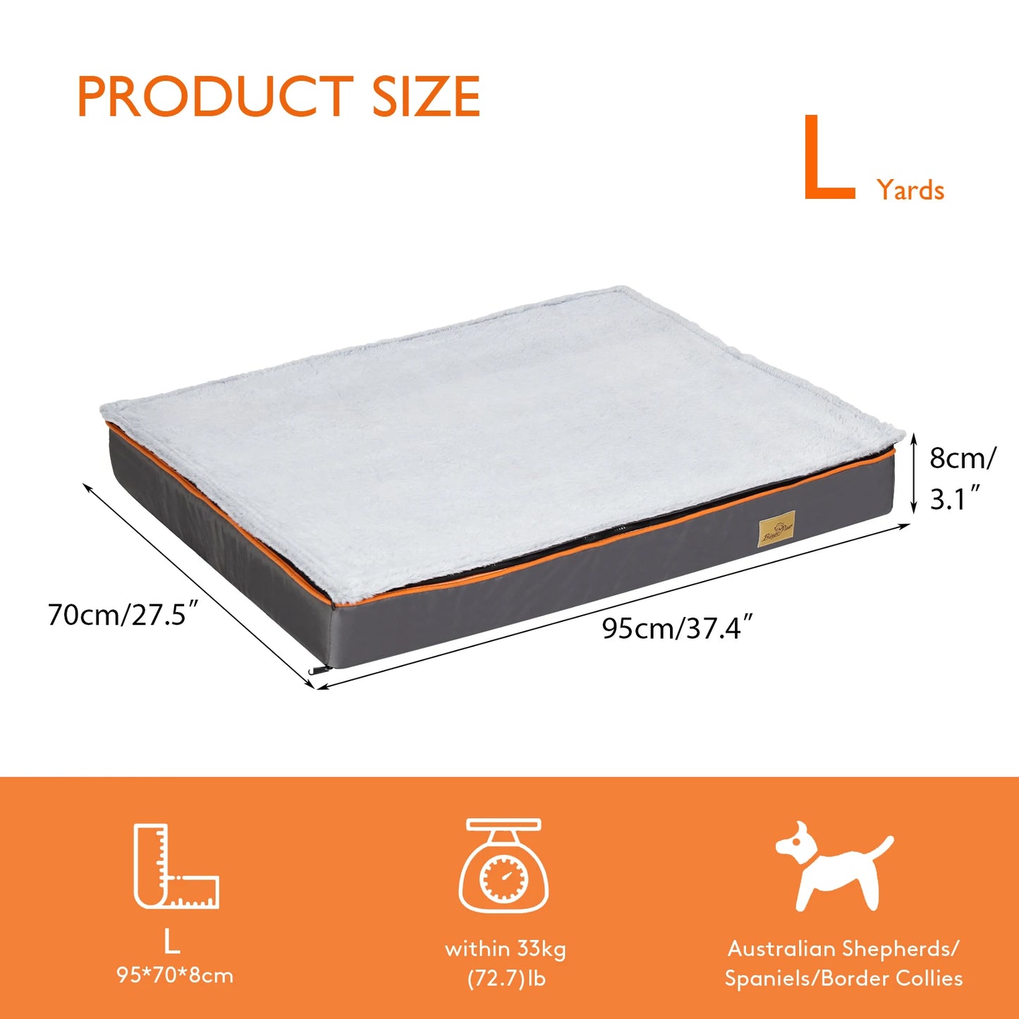Dog Pet Bed Large Padded Orthopedic Foam Cushion with Washable Cover