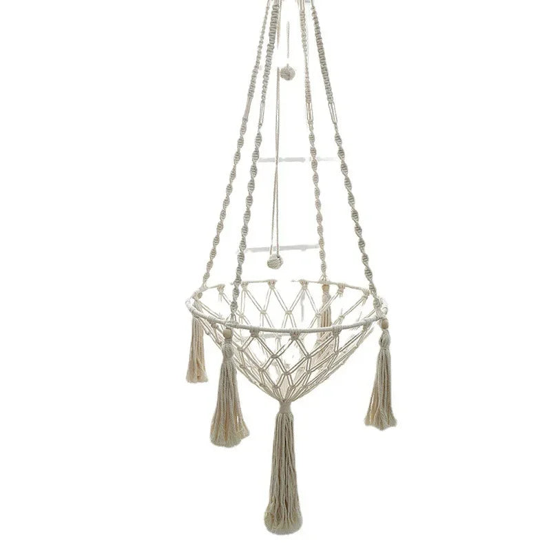 New Pet Hammock Cat Swing Hand Woven Cotton Rope Cats Hanging Basket Indoor Nest
