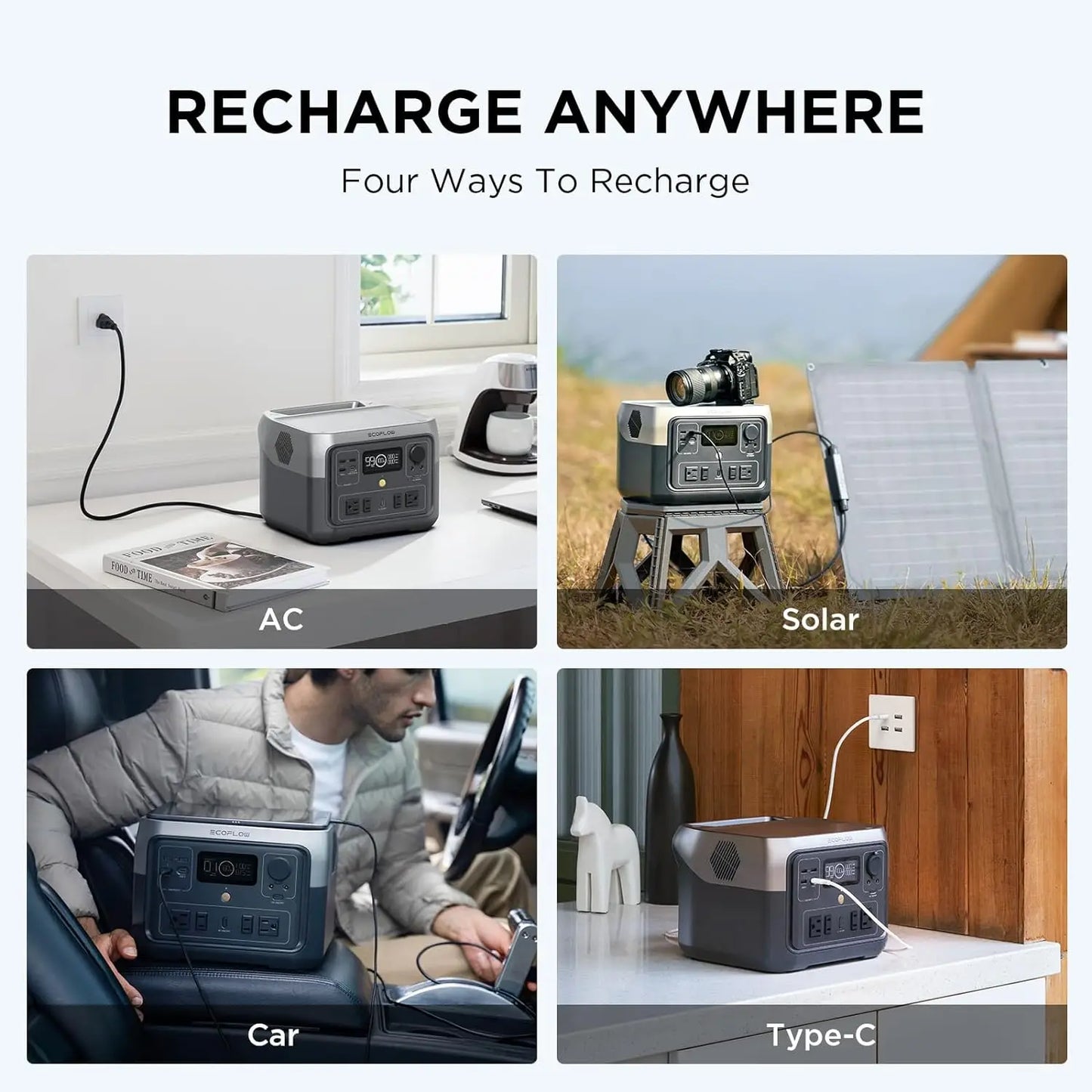 Portable Power Station' 2 Max, 499Wh/512Wh LiFePO4 Battery/ 1 Hour Fast Charge upto 1000W Output