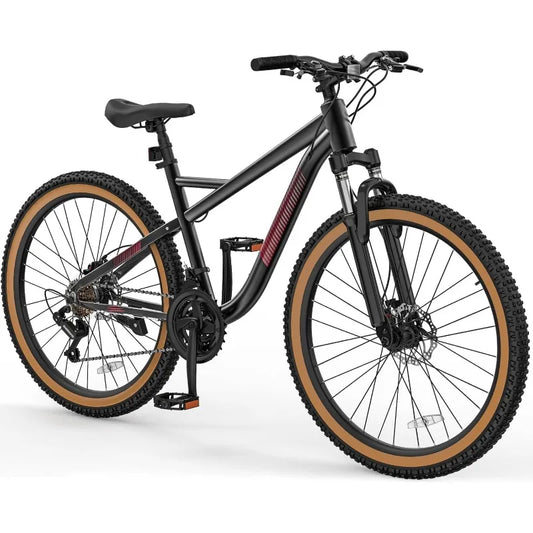 26 Inch Mountain Bike, Men Women, 21-Speed Adult Bicycle, Double Disc Brake, Front Suspension Fork
