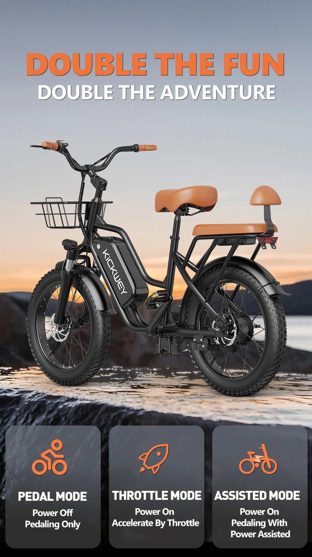 LD20 Electric bike 1500W Motor 48V20AH Removable Battery Dual Disc Brake 20×4 Inch Fat Tire Snow