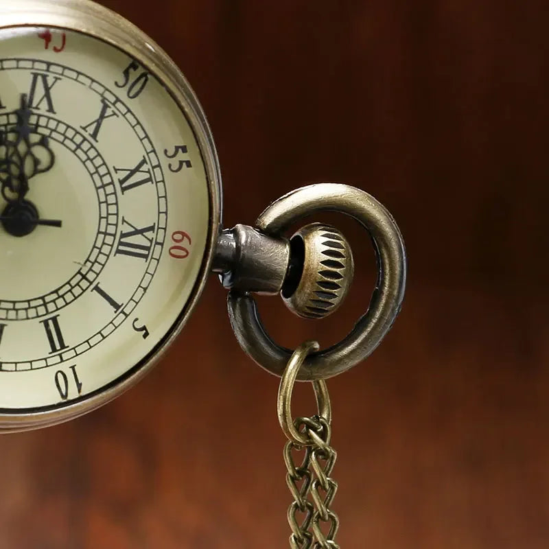 Minimalist Steampunk Vintage Fashion Quartz Pocket Watch, Roman Numerals Antique Chain Pendant,Gifts