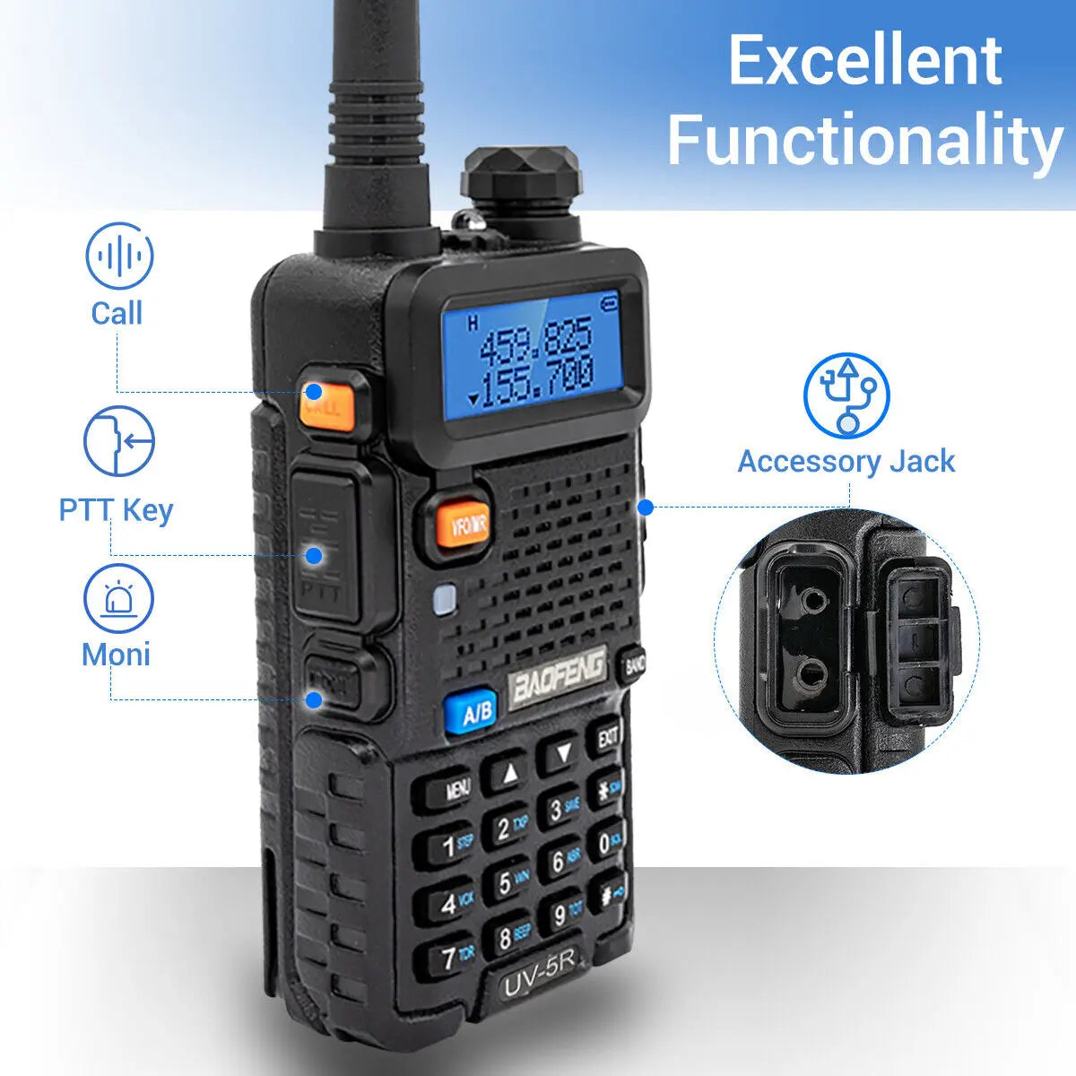 2PCS UV-5R Walkie Talkie Dual Band VHF UHF TwowAYLong Range 128CH VOX Transceiver UV5R UV 5R Ham Radio