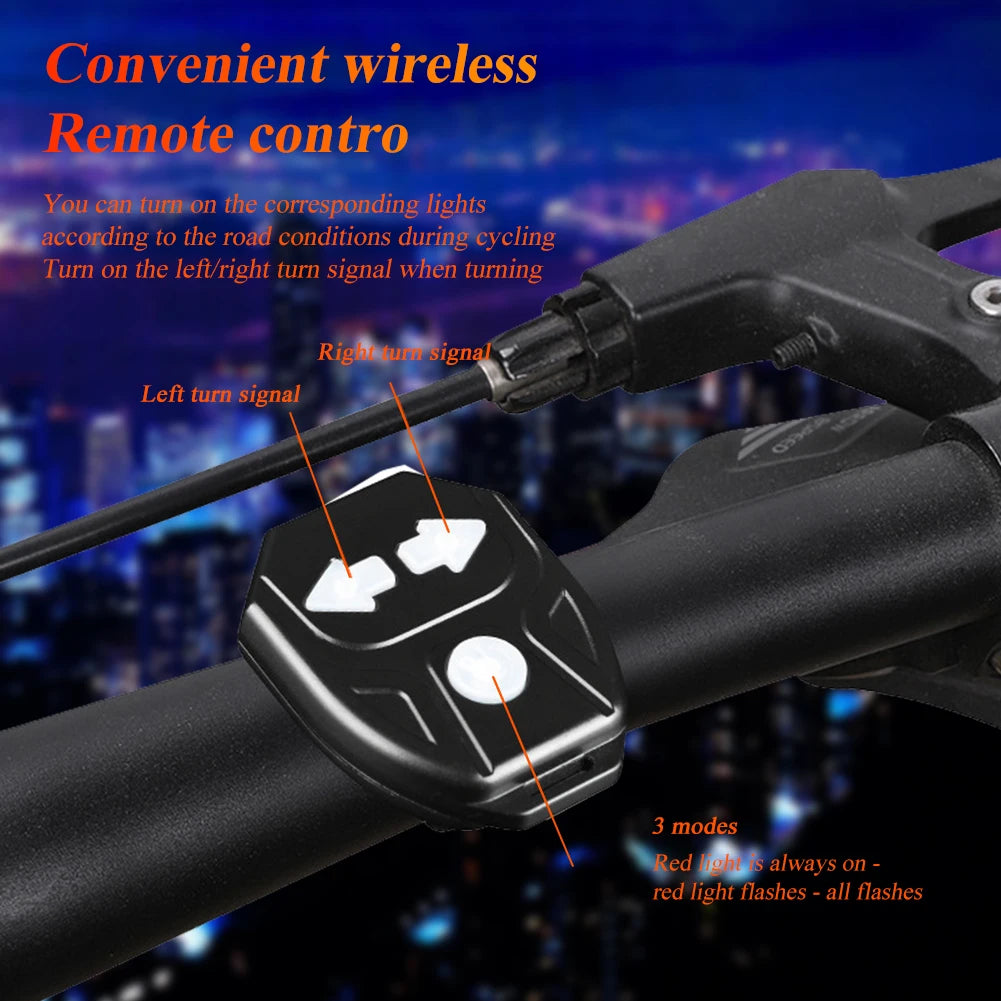 Bicycle Rear Tail Light Turn Signal Warning Lamp,Waterproof Usb Rechargeable Wireless remote