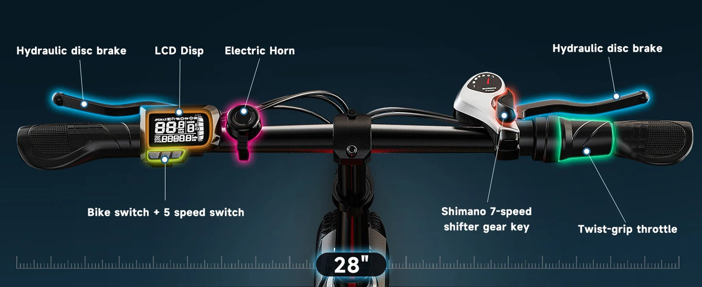 1000W Folding Electric Bike, 48V 20AH Large Removable Battery,30+MPH, 80 Mi Max Range, 20" Fat Tire