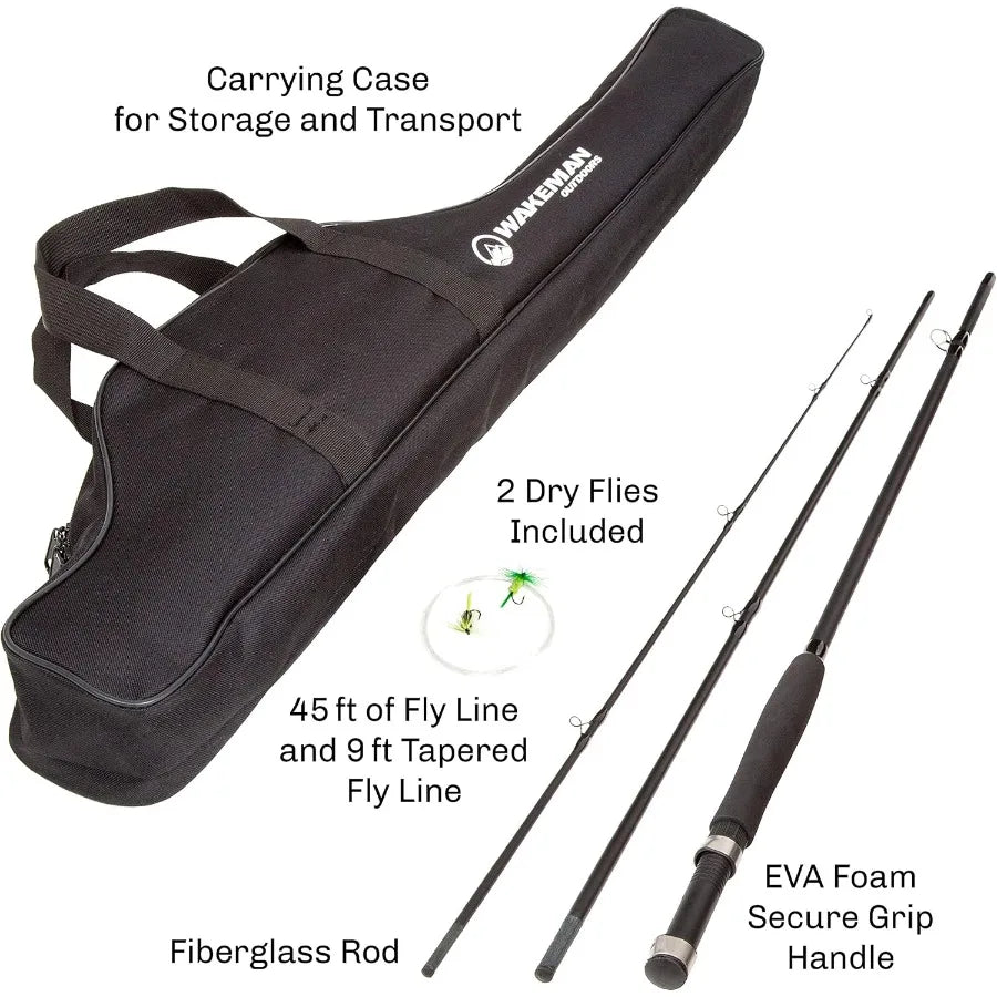 Fly Fishing Rod,Reel Combo, Carrying Case Flies, Fishing Line Angling Adventures,Charter Series