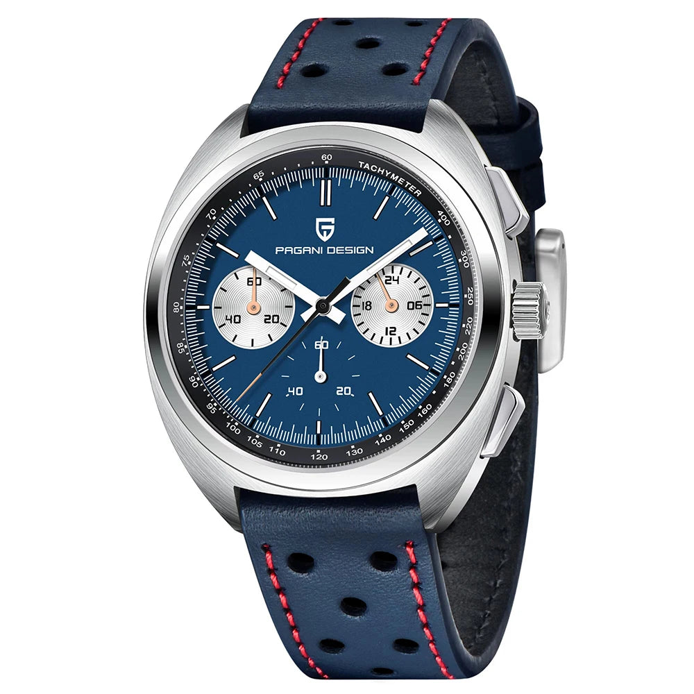 PAGANI DESIGN 2024 Retro Luxury,Chronograph VK63 Quartz,AR Sapphire Waterproof Leather