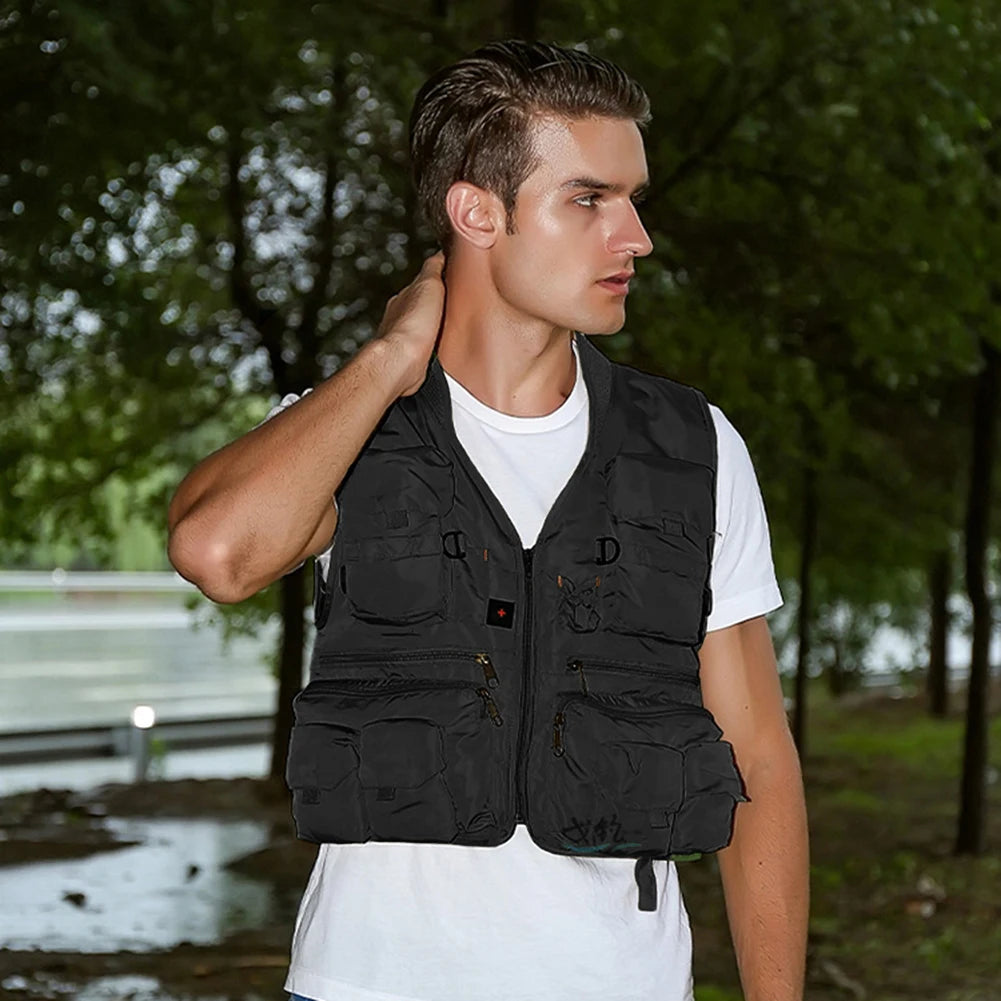 Fishing Vest Multi Pockets Breathable Mesh Outdoor Sports Summer Boating Jackets