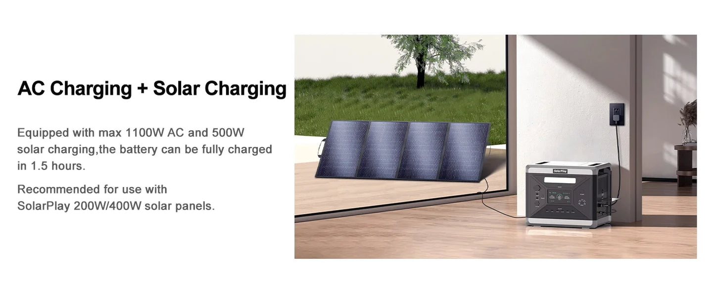 2400W/2160Wh Power Energy Stations Q2501 Rechargeable Batteries Solar Panels 200W FoldableOutdoor
