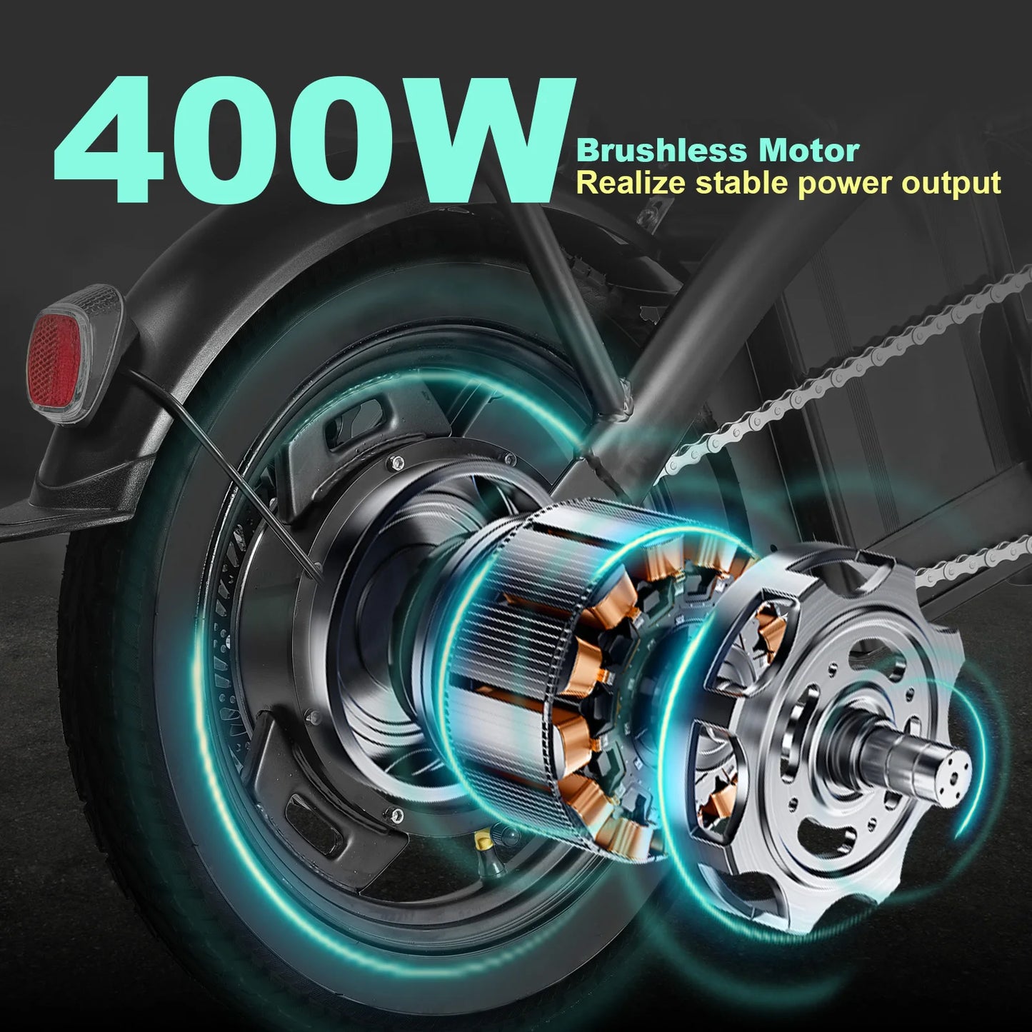 400W motor e-bicycle,foldable,seat, basket, 14 inch 48V 10.4Ah detachable battery, 22 mi-range 20MPH