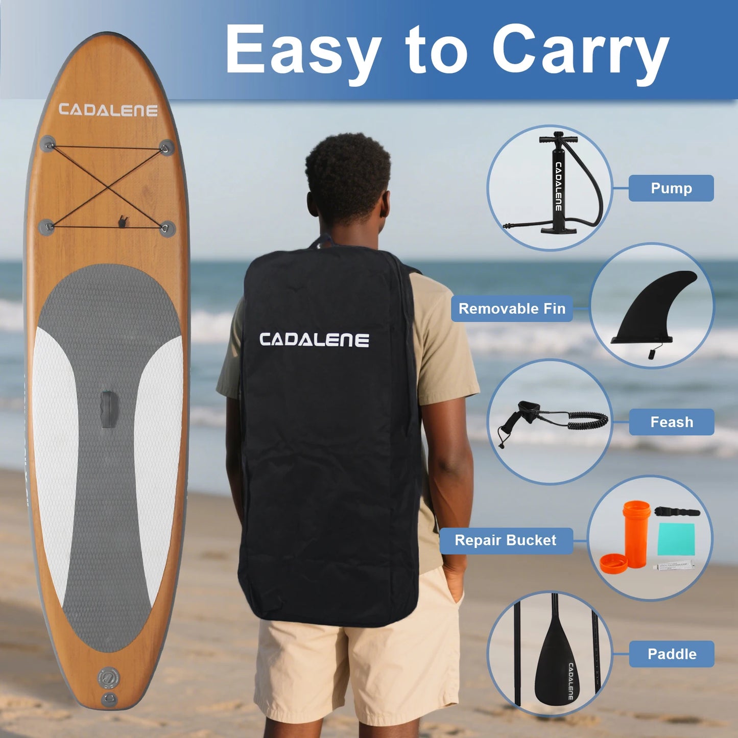 CADALENE Inflatable Paddle Board, Stand Up,adult, Sup Board with Premium Sup Accessories