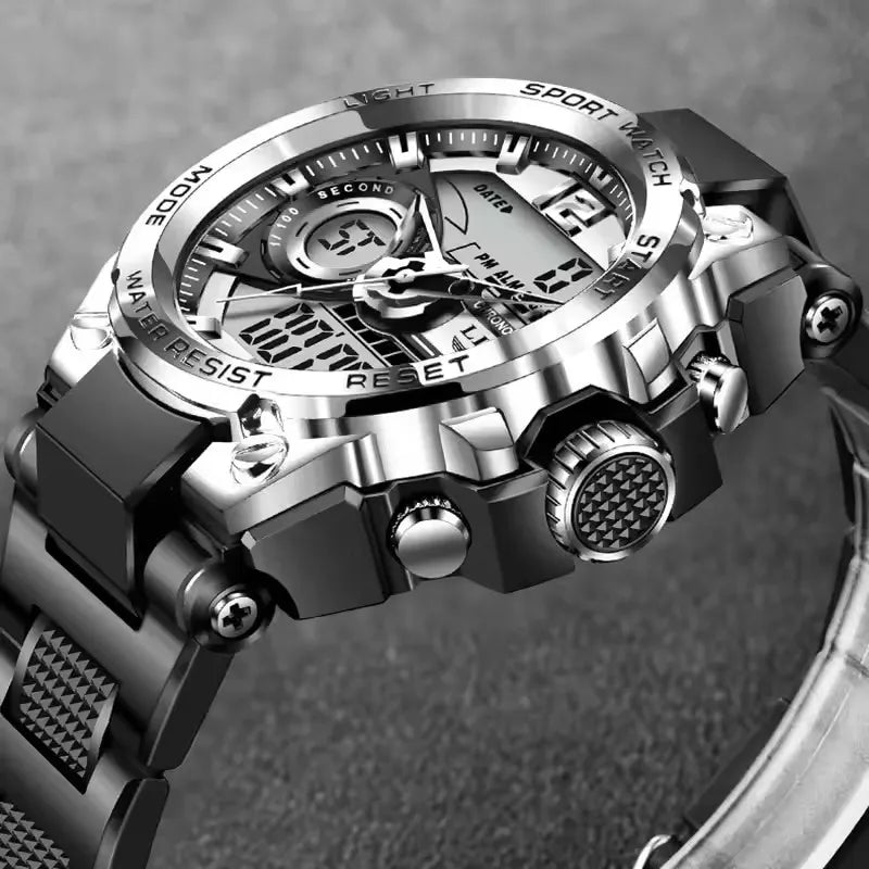 LIGE Military Watch Digital 50m Waterproof LED Quartz Clock Sport Watch, Cool Mens