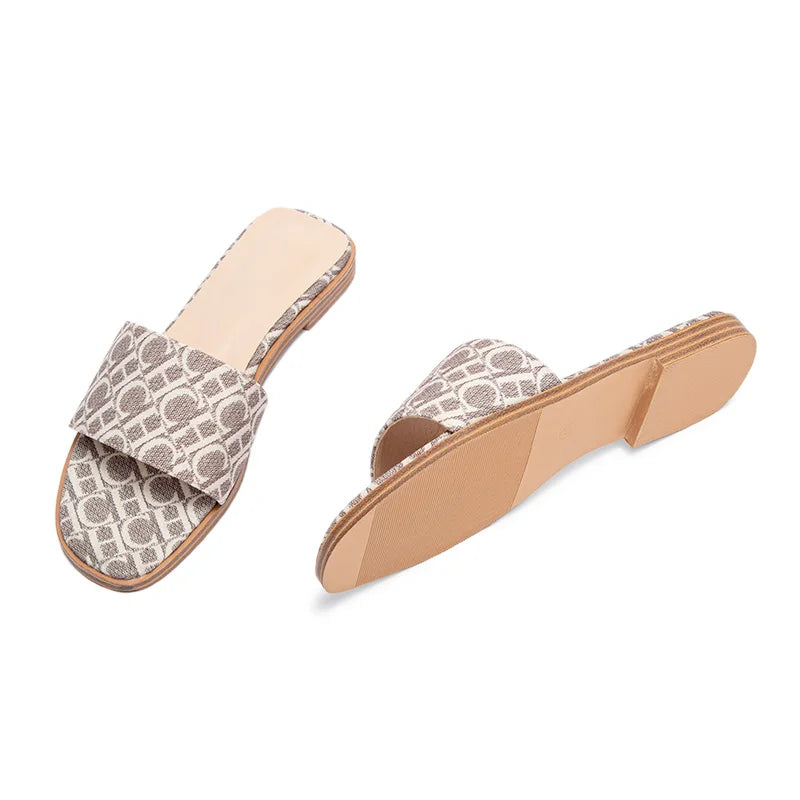 Classic Simple Design Comfortable Anti-slip Sole Printed Slippers Seasonal Fashion Women's Sandals