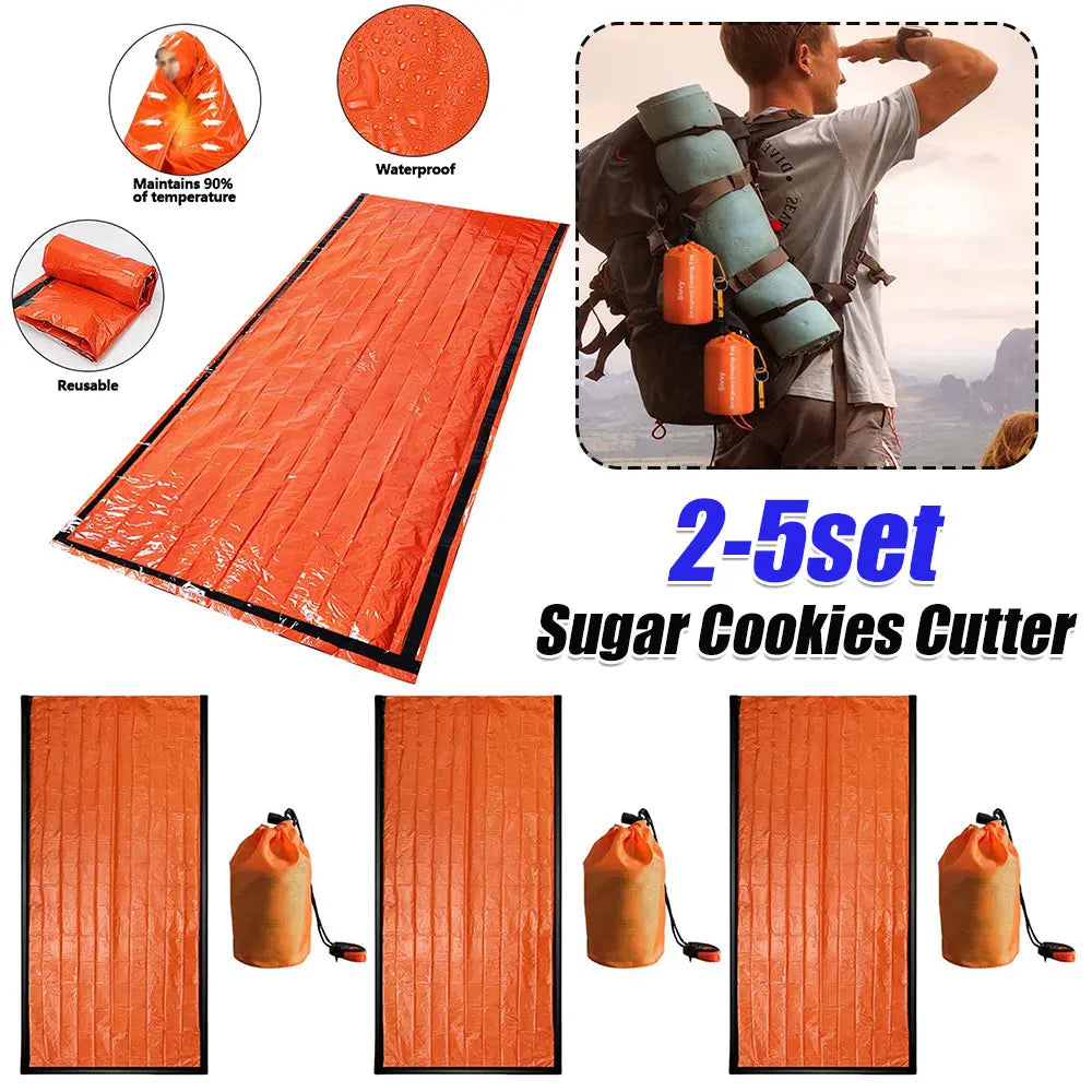 2-5 set Survival Sleeping Bag Thermal Survival Gear for Camping Hiking Outdoor Adventure