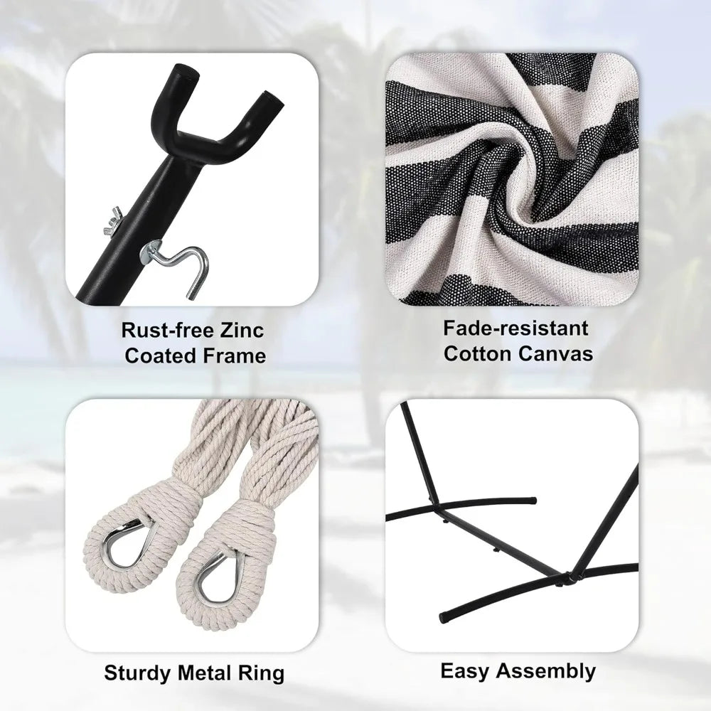 Hammock, Space Saving steel Stand, Outside, Heavy Duty- 450 lb Capacity,Double Hammock