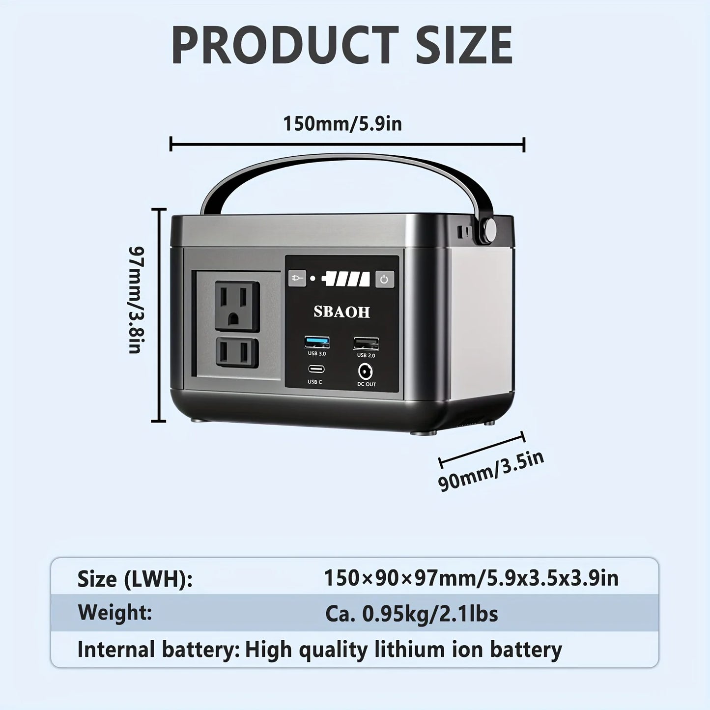 Power Station P86,88.8Wh 3.7 V LiFePo4 Battery,120W (150W Peak) AC Outputs, Solar Generator