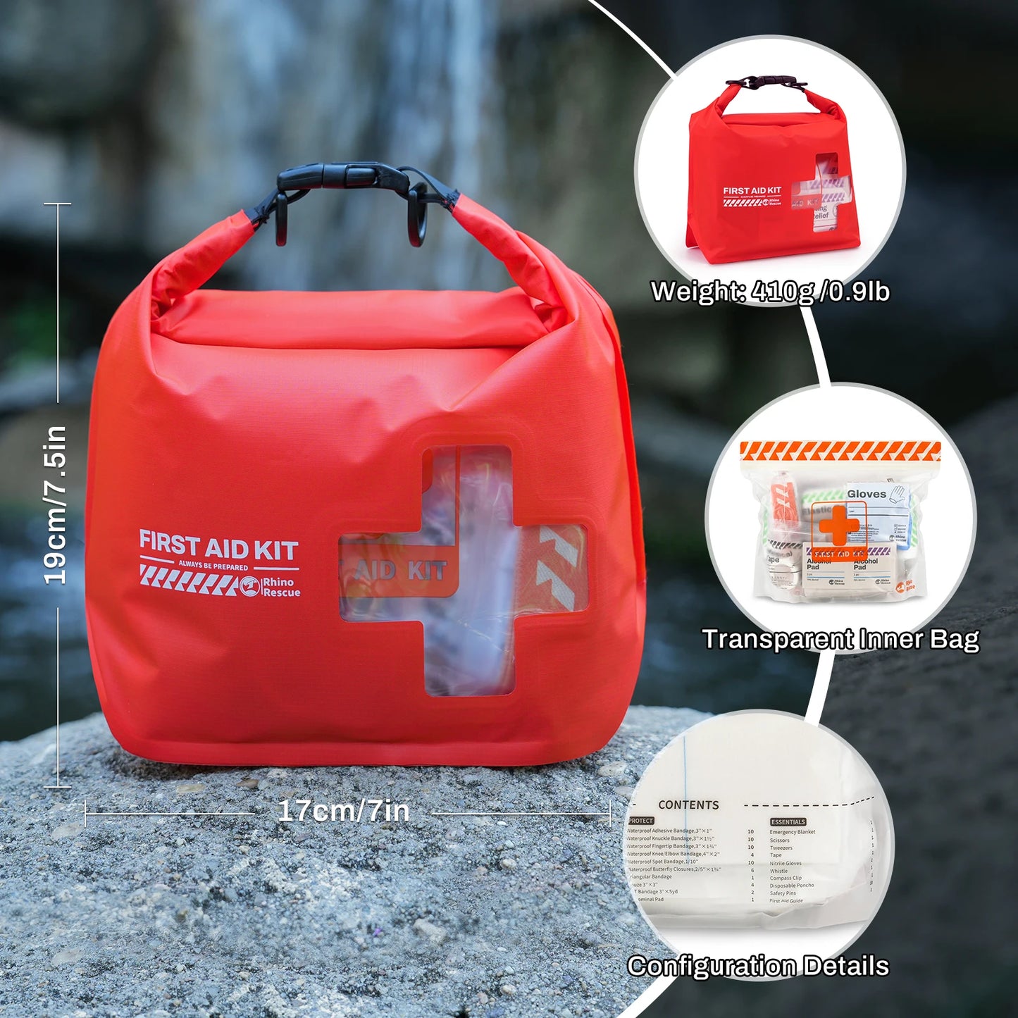 RESCUE Waterproof First Aid Kit, Lightweight Boat Dry Bag, Emergency Survival Supplies outdoor
