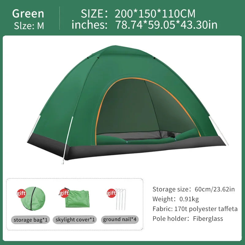 2-3Person Outdoor Pop Up Tent Waterproof Automatic UV Protection, Llightweight ,Sun Shelter
