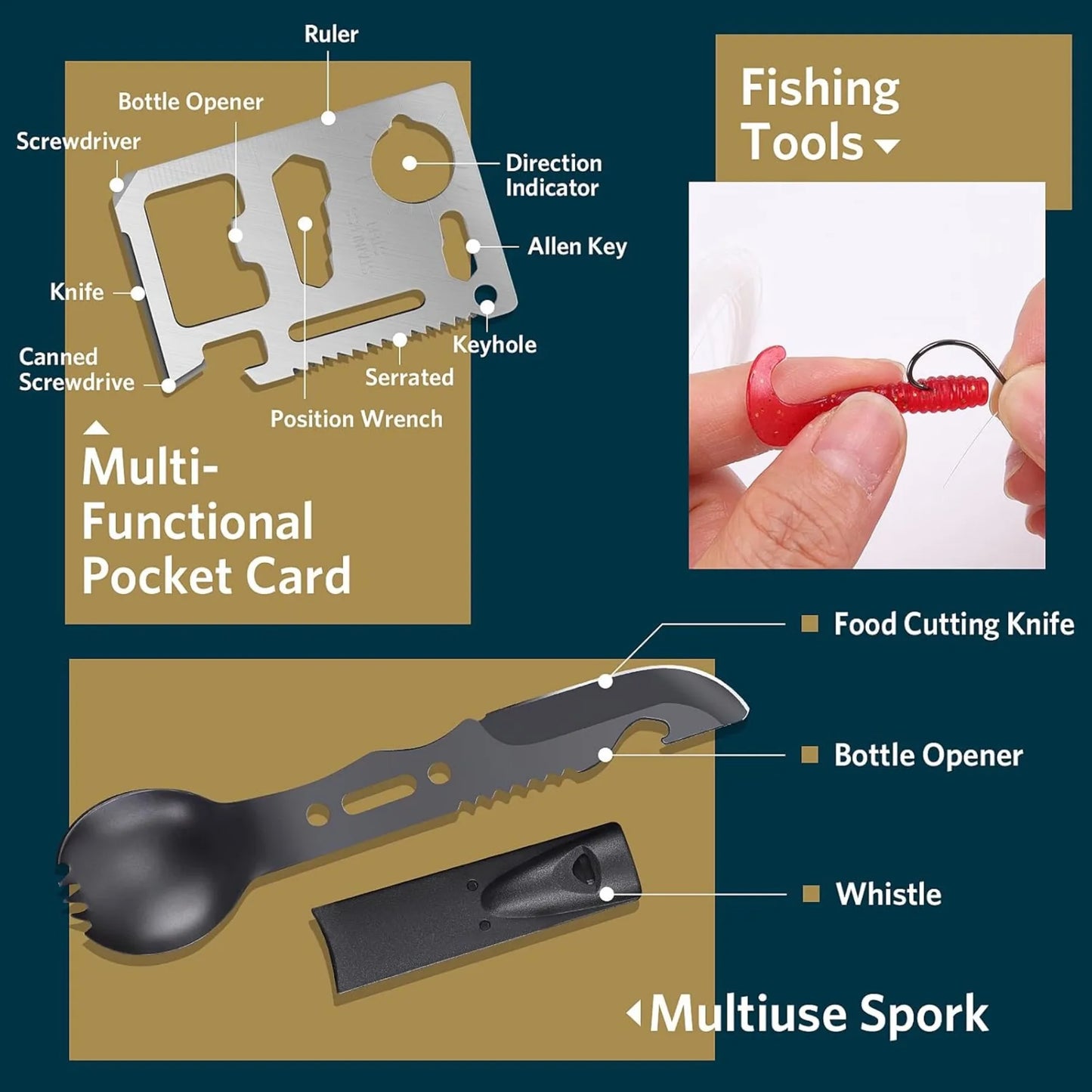 Survival pack, 13 integrated survival equipment, tactical tools, camping, hiking, hunting, outdoor