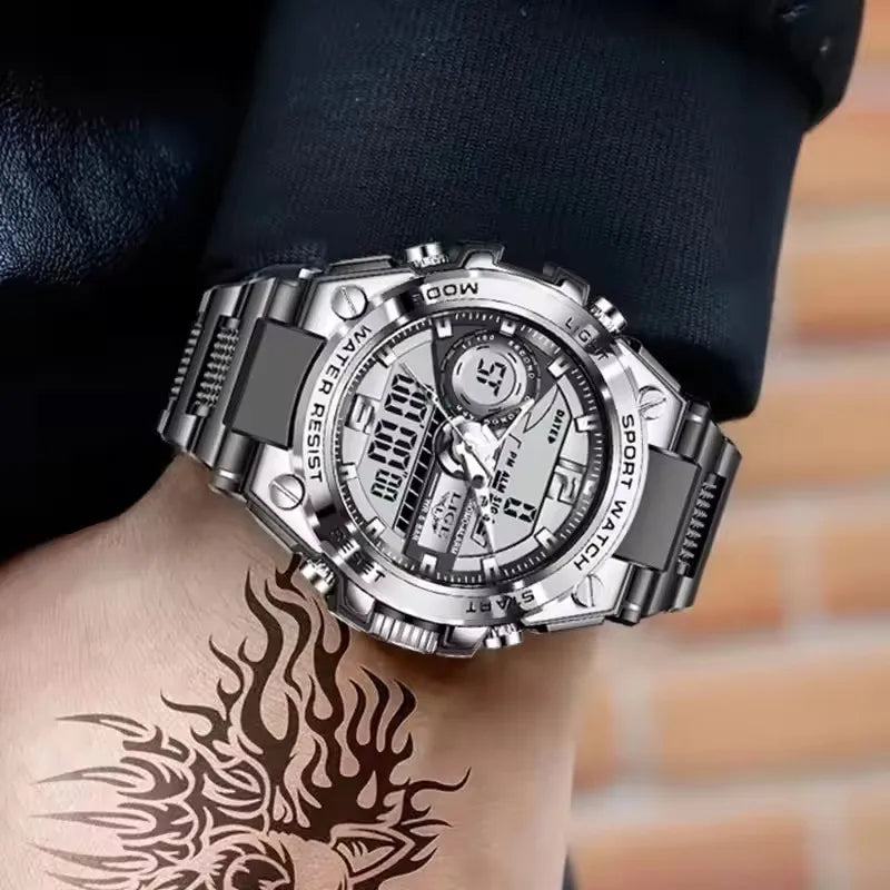 LIGE Military Watch Digital 50m Waterproof LED Quartz Clock Sport Watch, Cool Mens