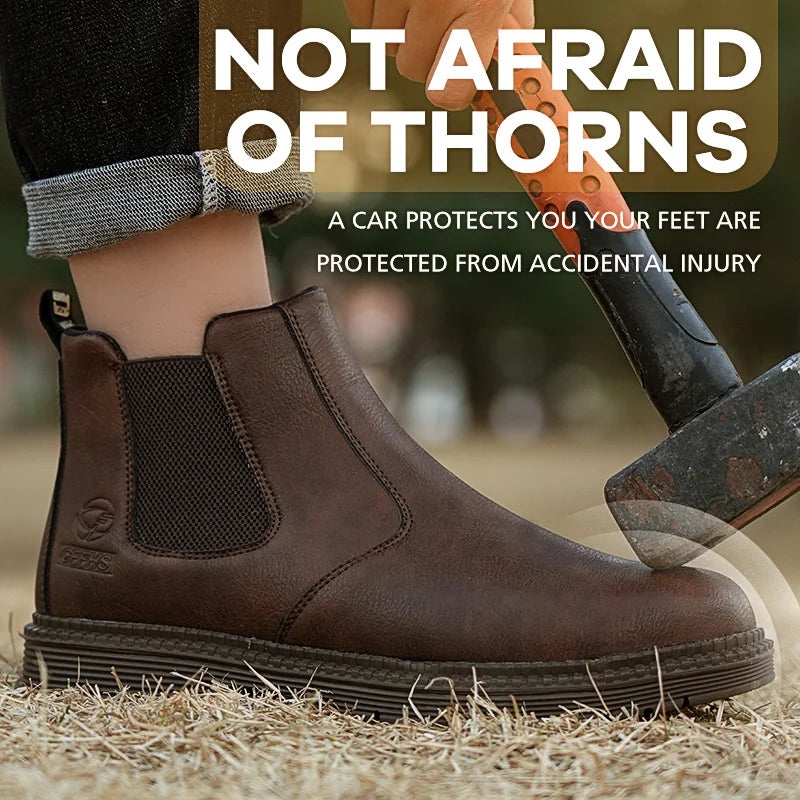 Anti-smash and anti-puncture work shoes high top four seasons safety shoes