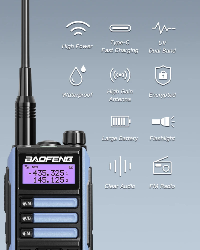 Waterproof Walkie Talkie Dual Band High Power Radio Dual Band Vhf Uhf CB Ham Radio Long Range