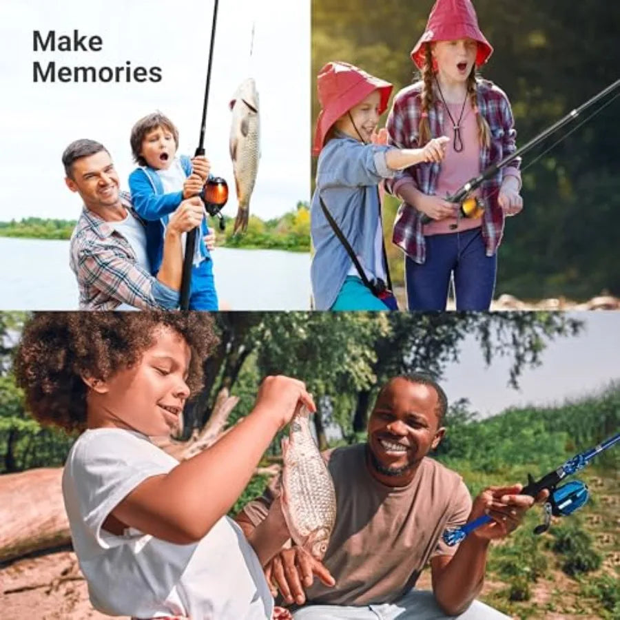 Fishing Pole Portable Telescopic Fishing Rod Set Tackle Box, Fishing Net Combo Kit Ideal Adventures