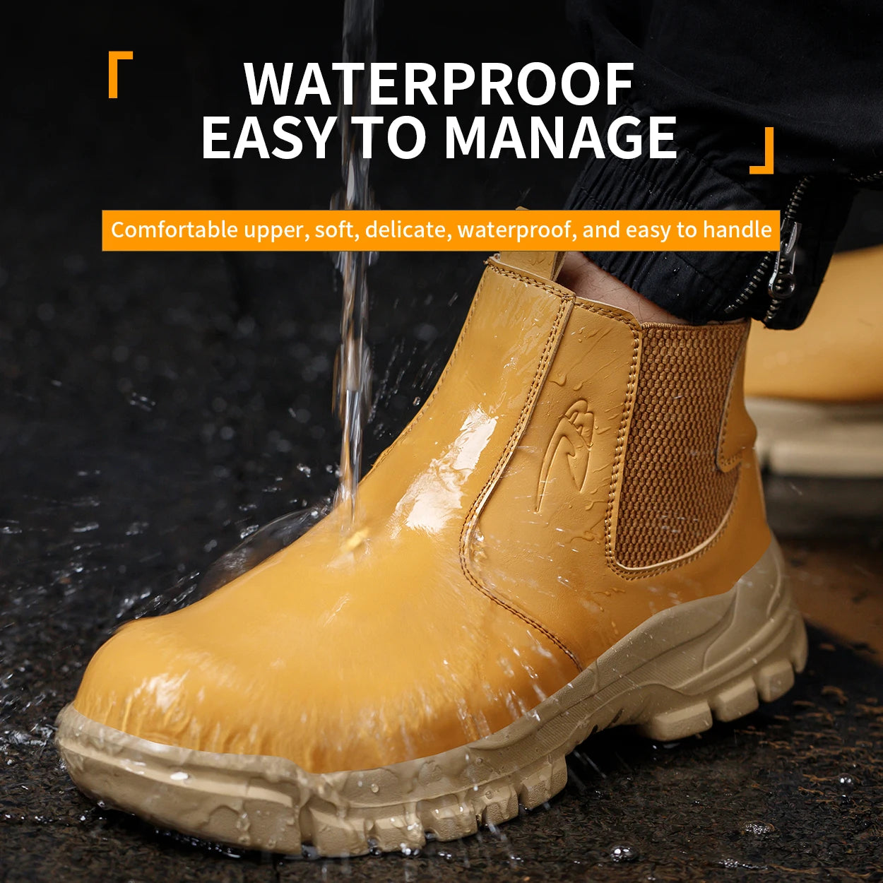 Waterproof Men's Safety Work Boots Steel Toe Anti Impact, Anti-Puncture
