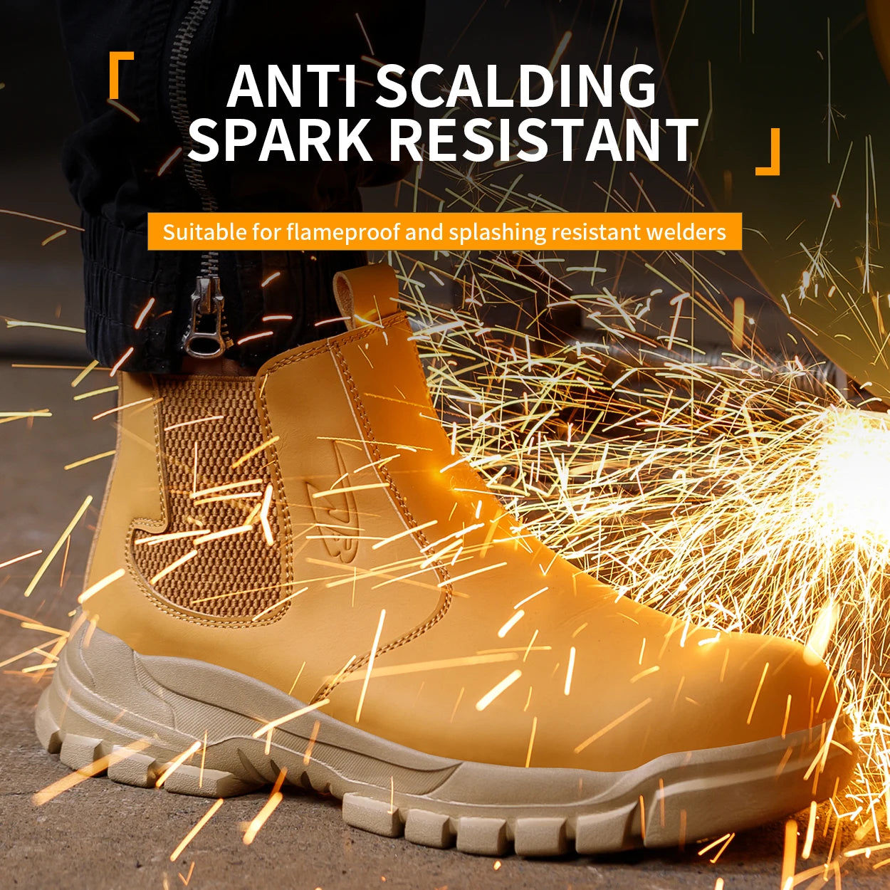 Waterproof Men's Safety Work Boots Steel Toe Anti Impact, Anti-Puncture