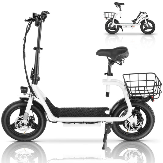 560W Electric Scooter with Seat 14" Tire, 30 Miles,20MPH Max Speed, Foldable Electric, Adults 300 LBS