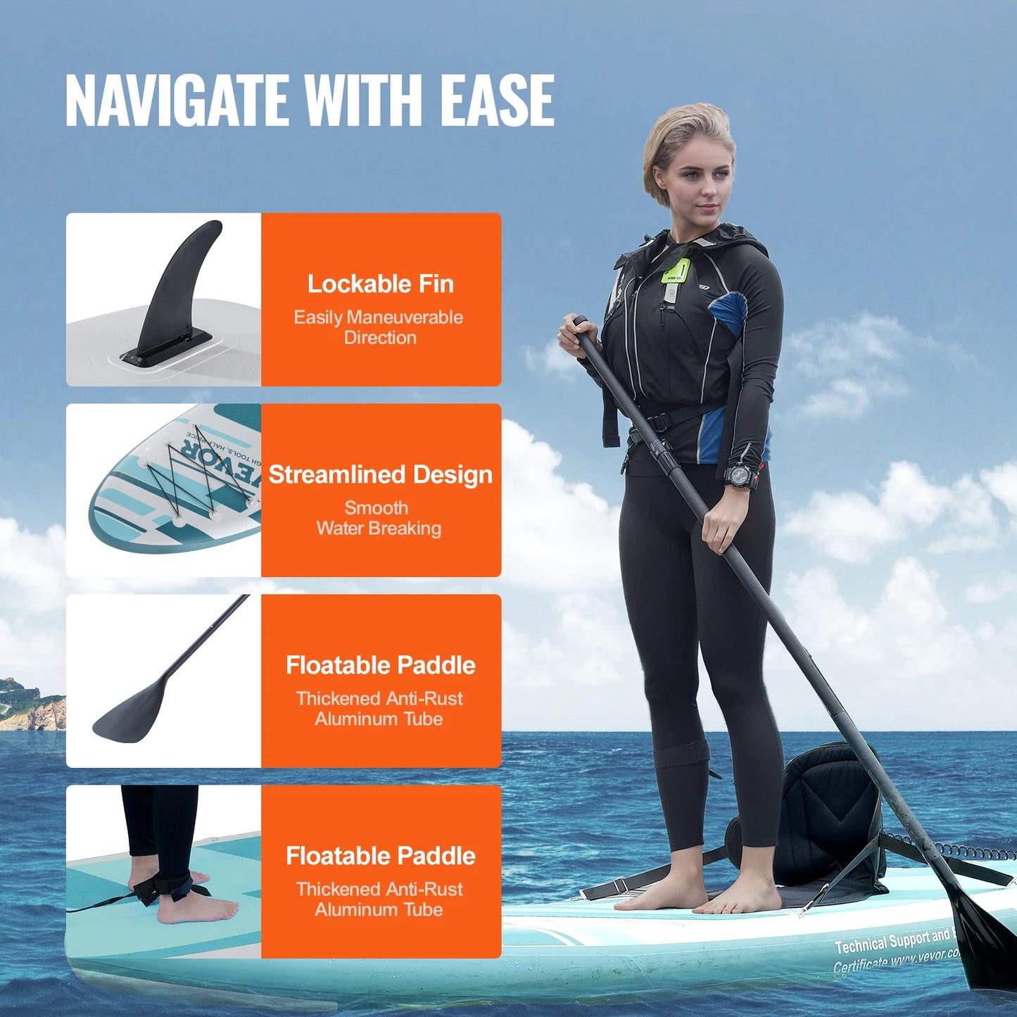 Inflatable Stand Up Paddle Board 10' x 33" x 6" /10.6' x 33" x 6" Wide SUP, Removable Kayak Seat