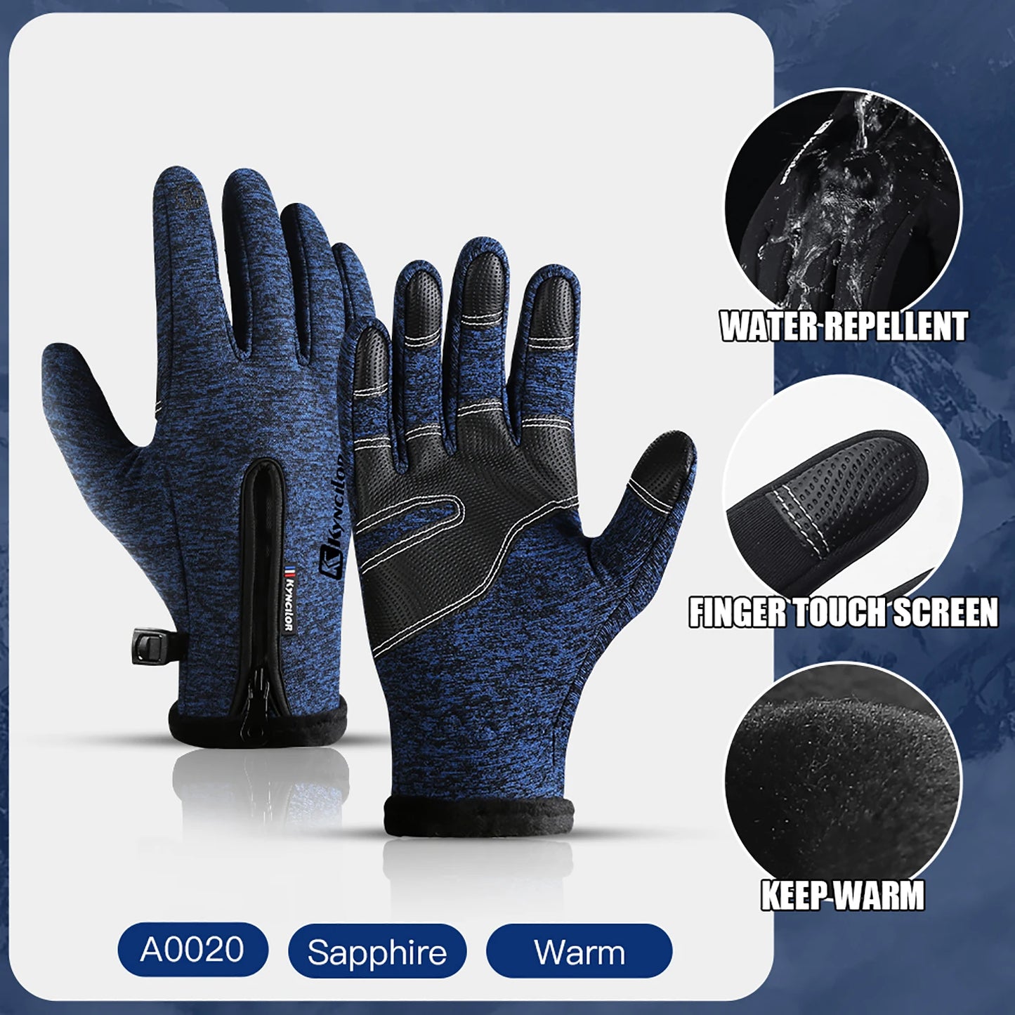 Cycling Gloves Touchscreen Full Finger Winter, Waterproof Guantes Bike Skiing Motorcycle Riding,etc