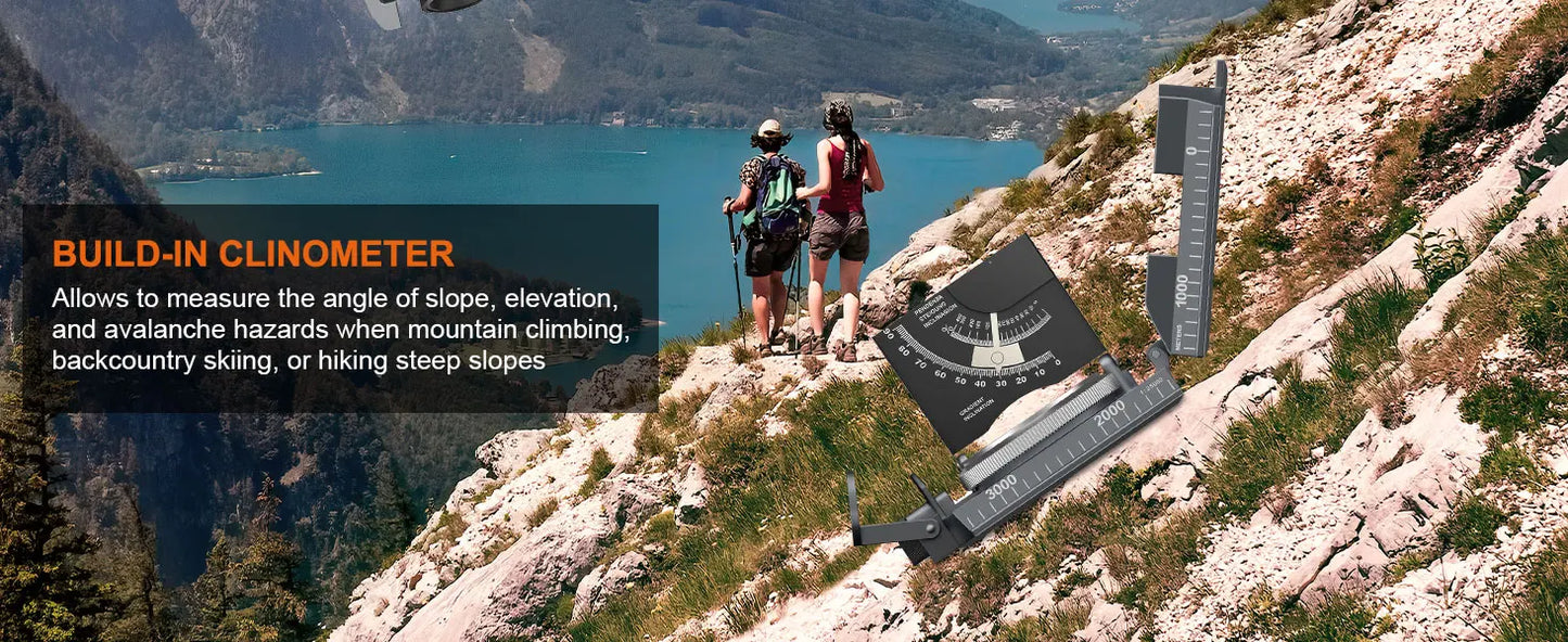 IP65 Compass Hiking Survival - Lensatic Compass,Clinometer & Bag,Camping,Hunting,Hiking,Geology