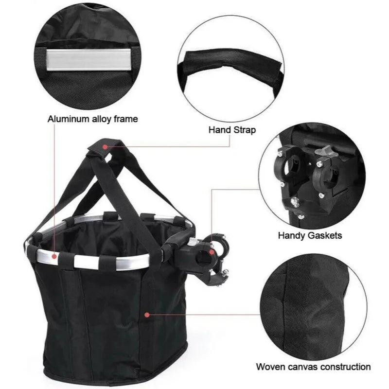 Bicycle Handlebar Basket Small Pet/Dog, 2in1 Detachable Cycling Hanging 5KG basket