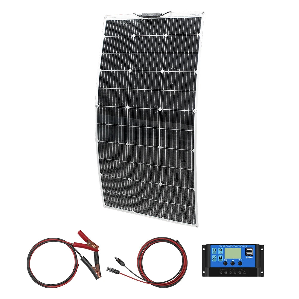 12V Flexible Solar Panel 600W 100W 200W 300W 400W 500W Bendable Waterproof Monocrystalline RV Boat
