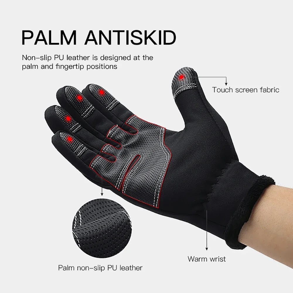 Cycling Gloves Touchscreen Full Finger Winter, Waterproof Guantes Bike Skiing Motorcycle Riding,etc