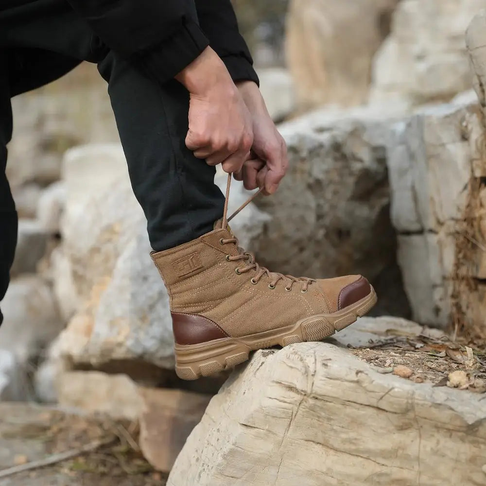 SUADEX Steel Toe Boots, Men Indestructible Work Shoes Desert Safety Boots Safety Shoes 36-48