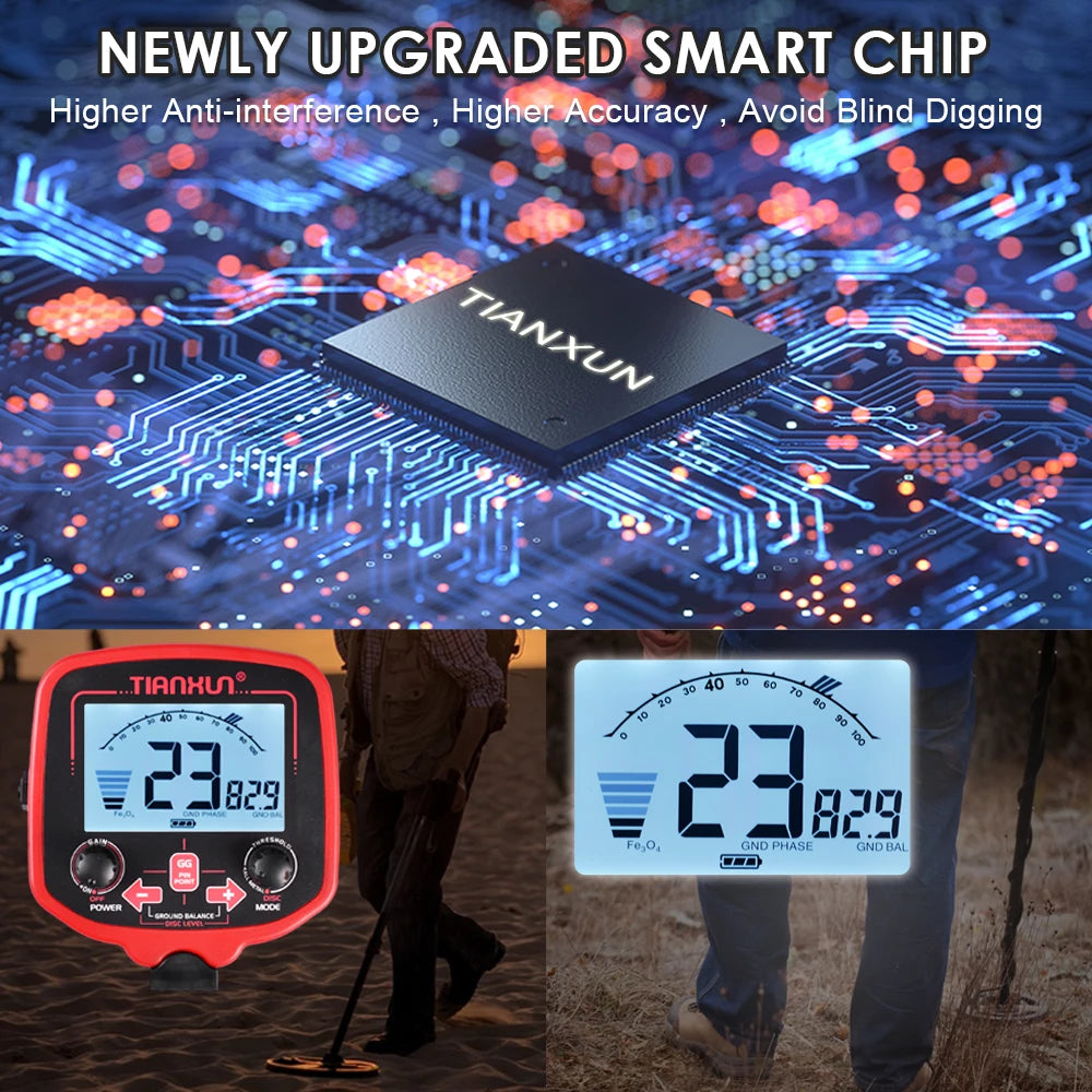 TX-850L Metal Detector Professional Depth Metal Detector High Sensitivity Gold backLight Pinpointer