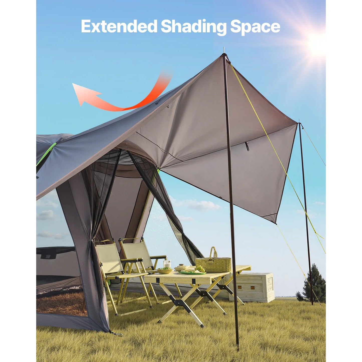 SUV Tent, Camping Waterproof PU2000mm Spacious Double Layer Design , Shade Awning , Mesh Windows
