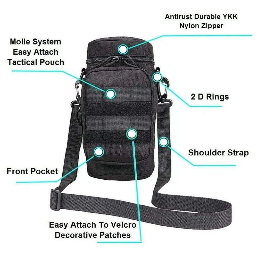 Molle Water Bottle Holder Bag Hydration Carrier Kettle Pouch with Strap Fits Up to 32 oz.