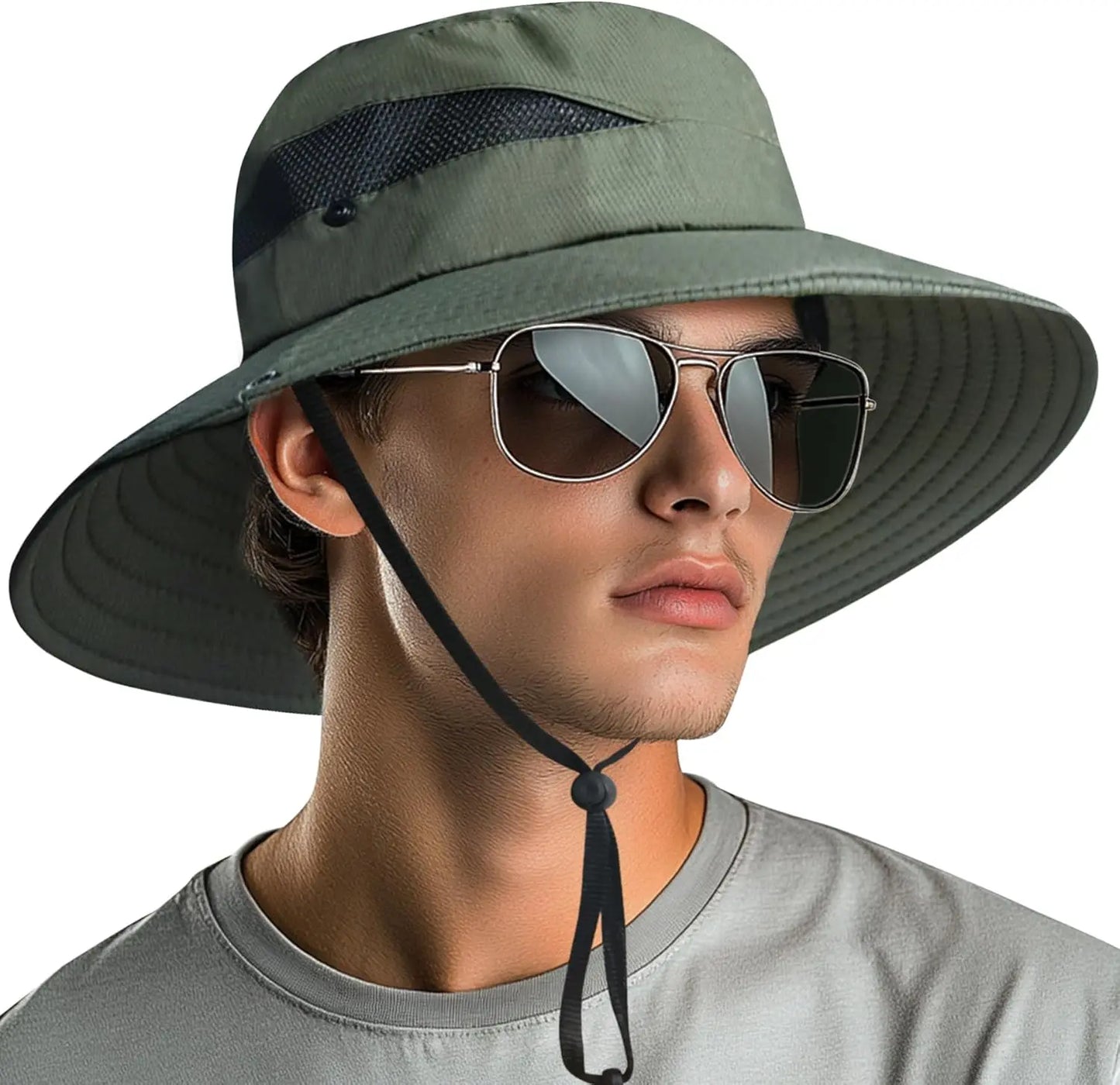 Ponytail sun hat for women with wide brim UPF 50+ fishing and beach