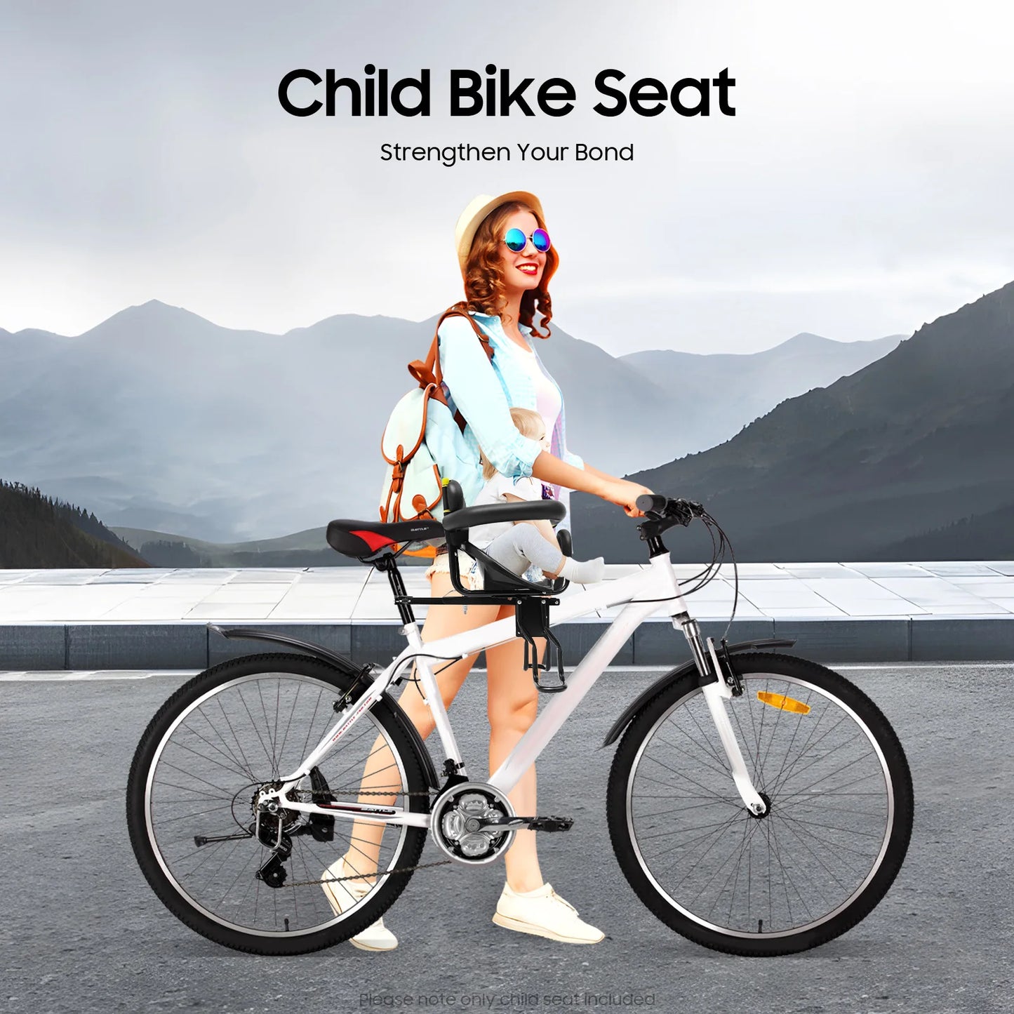 Black Child Bike Seat,Universal Front-mounted ,Adjustable ,Max 35kg Load Capacity