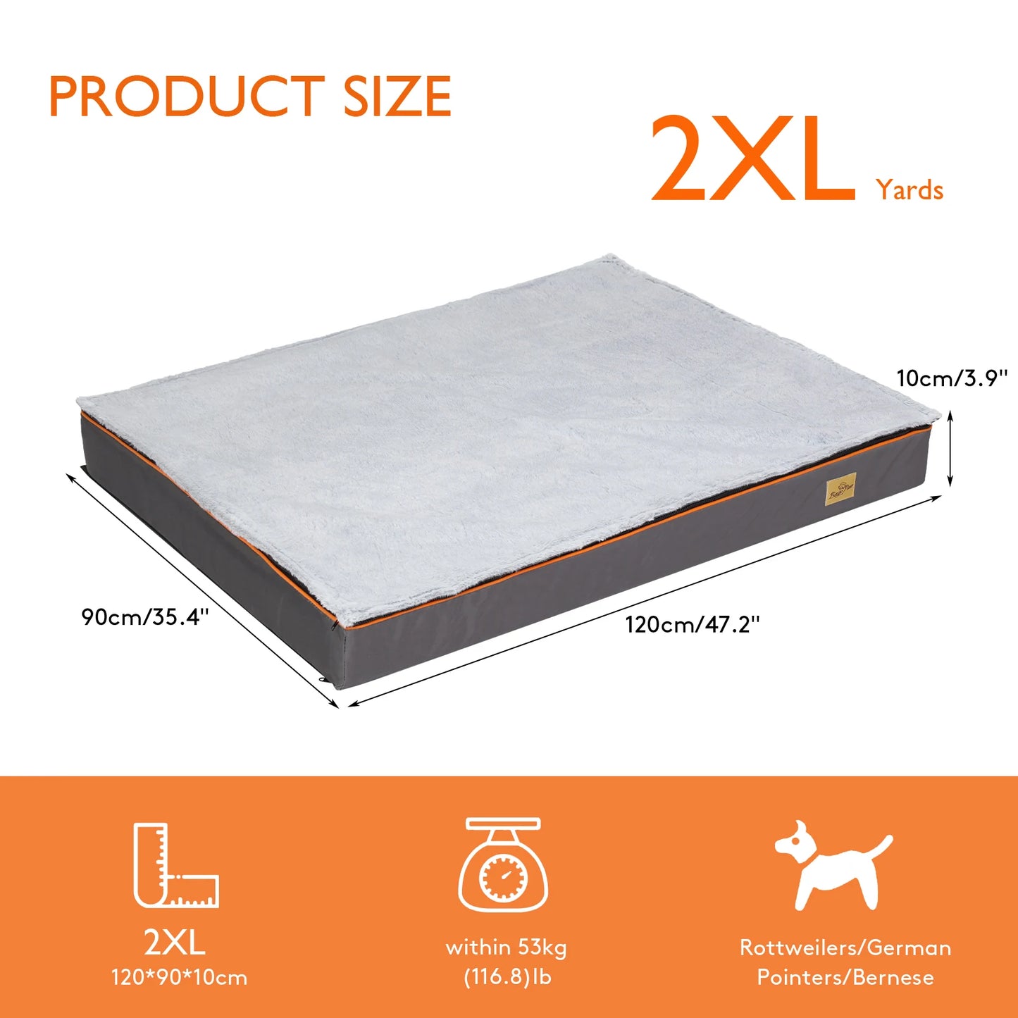 Dog Pet Bed Large Padded Orthopedic Foam Cushion with Washable Cover