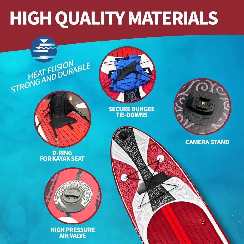 Inflatable stand-up paddle board premium SUP, accessories,backpack,wide and stable design