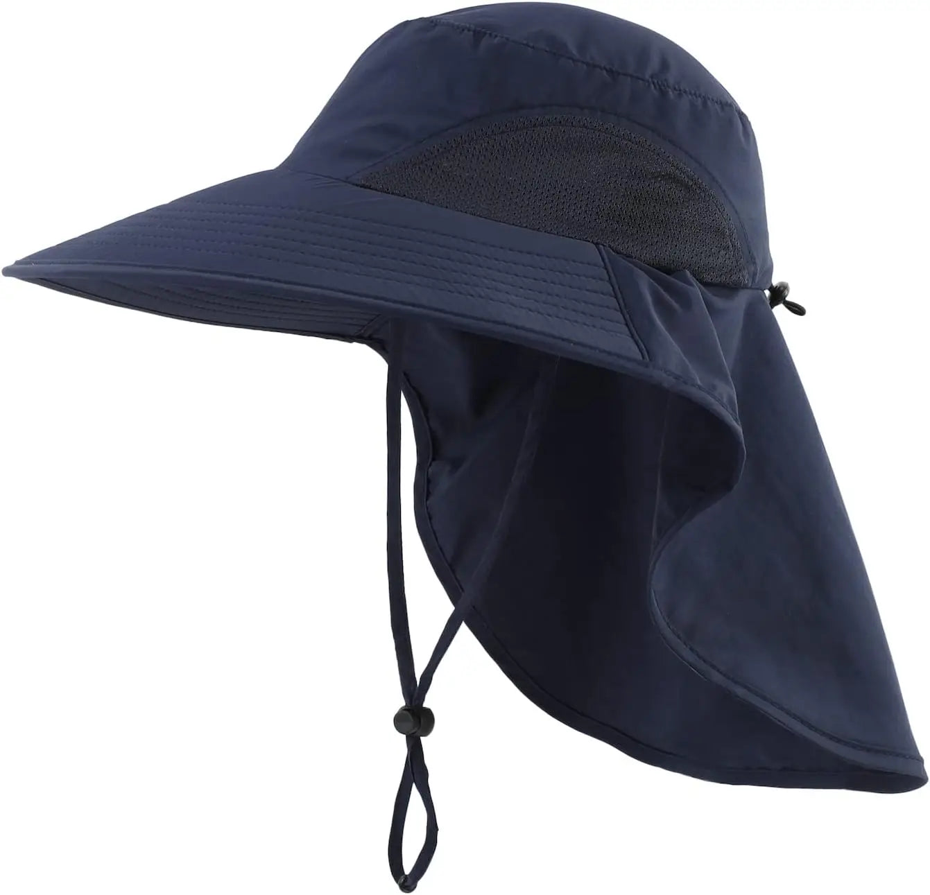 Outdoor UPF50+ Sun Hat Wide Brim Mesh Fishing Hat with Neck Flap