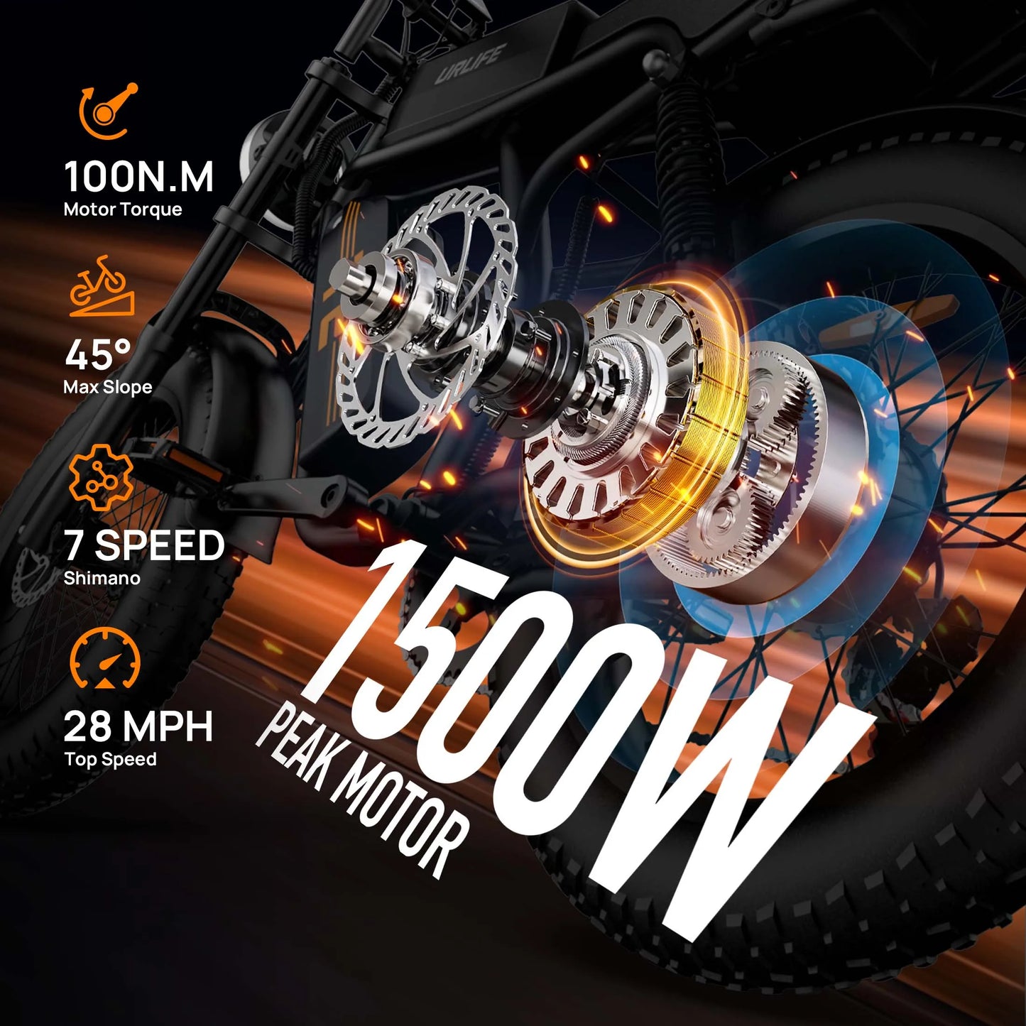 1500W Peak Mountain E-Bike 48V 15.6Ah Removable Battery 28MPH 100 Mile Range 20X4" Fat Tire, Sale
