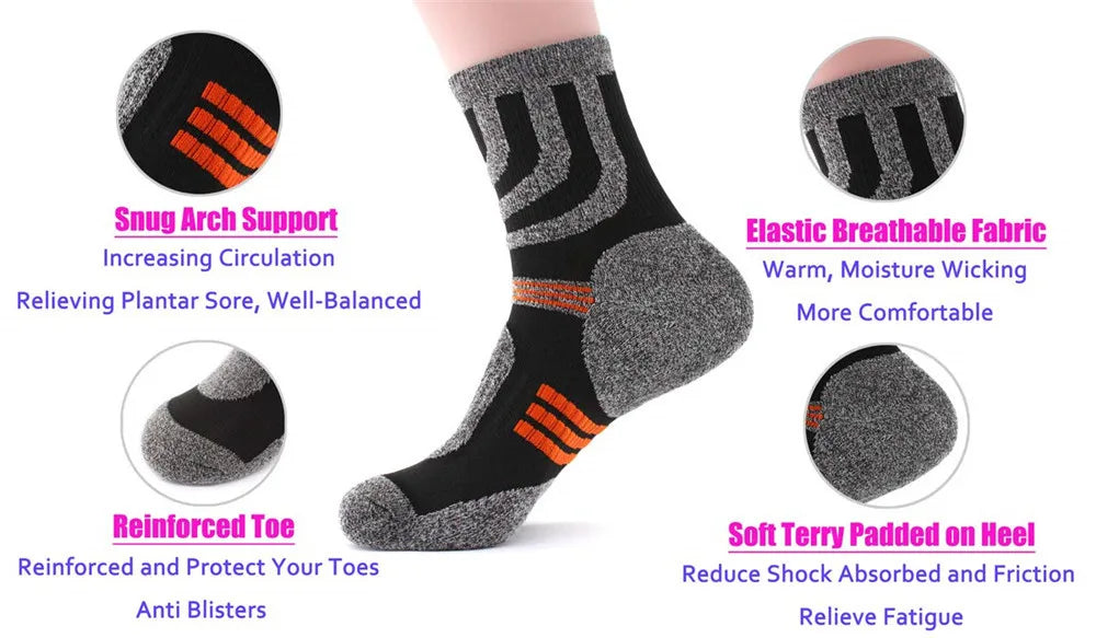 5 Pairs Socks Men Anti Blister Autumn Winter Terry Sports Cycling Marathon Camping Trekking Rugby