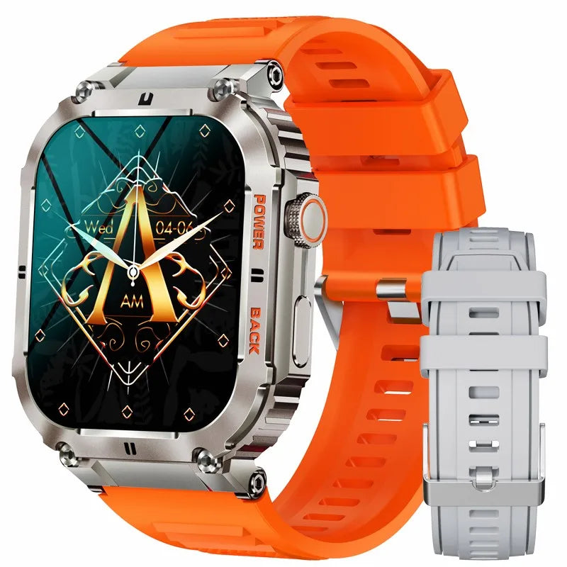 Outdoor Sports Fitness Smartwatch Men 1.96 Inch Screen Bluetooth Waterproof Watches Blood Oxygen