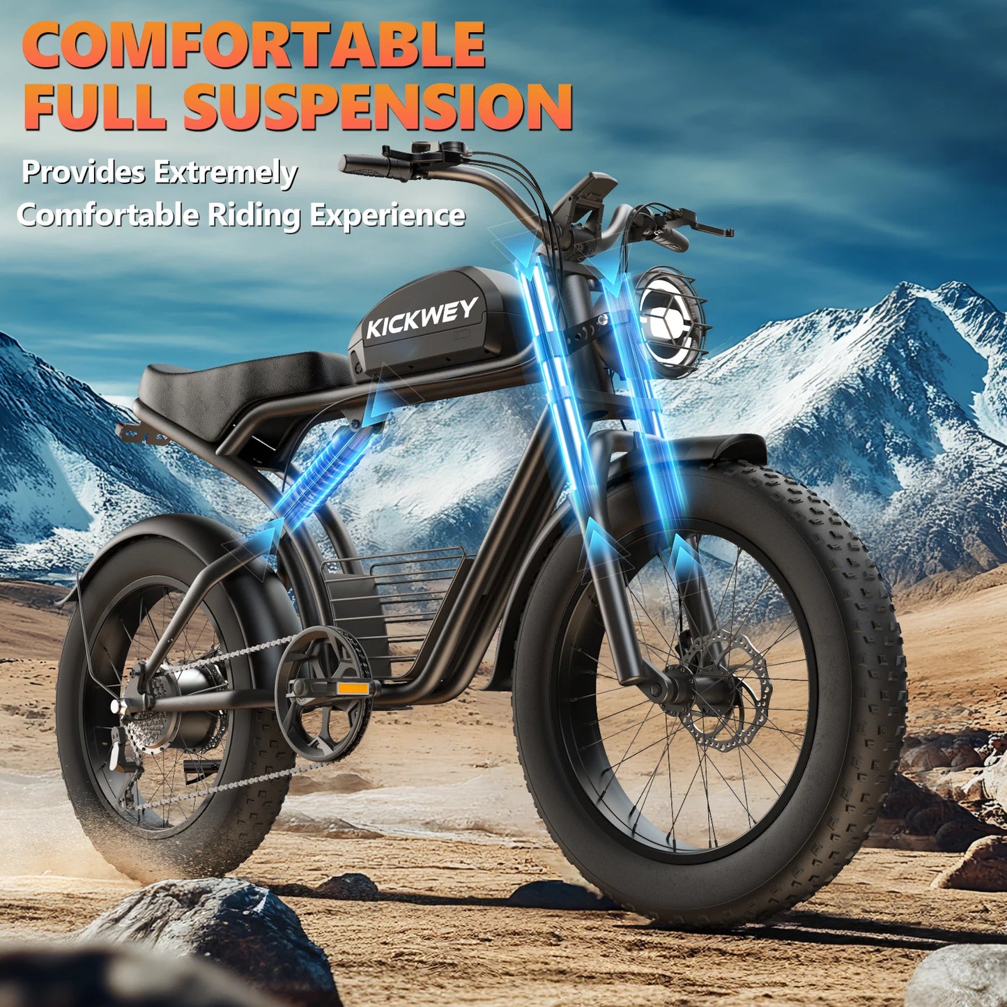 K7 E-bike 1500W Motor 48V 23AH ,20 Inch Fat Tire 32MPH 7-Speed Mountain electric bike
