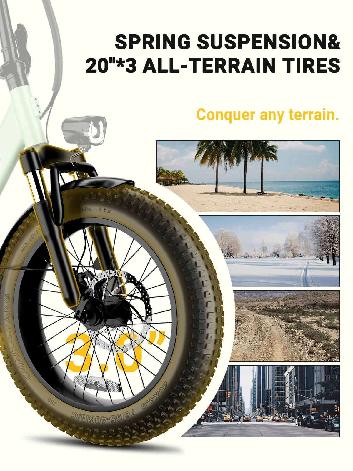 City E-Bike 750W Motor 48V15AH Battery, Seat Back + Footrest Electric Bike 26*3.0-inch Fat Tire